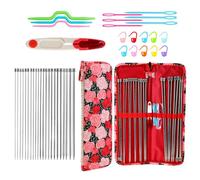 REITINGE 22 agujas de tejer de acero inoxidable de 13.8 pulgadas con accesorios, aguja de suéter de una sola cabeza para principiantes, agujas de tejer largas