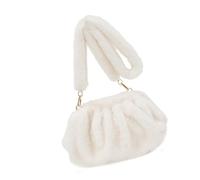 REITINGE Bolsa de hombro profesional de felpa para mujer, diseño de volantes, múltiples métodos de transporte, ergonómica, espaciosa, para uso diario, viajes, axilas, White, One Size