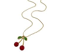 REITINGE Bonito collar con colgante inspirado en frutas, cómodo de llevar, longitud ajustable, cadena de cuello de moda para ella, 40+5cm, Acero inoxidable, acrílico, goteo de aceite