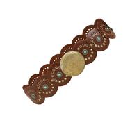 REITINGE Cinturón de disco redondo occidental para mujeres y niñas, corsé ancho exagerado para jeans, pantalones, niña, cintura decorativa, color turquesa, cinturón tachonado para mujer, Marrón rojizo