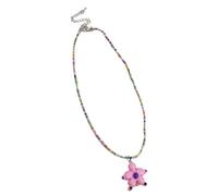 REITINGE Collar de cuentas con colgante de flor, cadena para el cuello, cadena de clavícula, joyería de moda para mujeres y niñas, As shown, Cuentas de arroz + acrílico