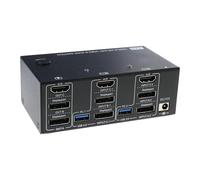 REITINGE Conmutador de espacios de trabajo eficiente, conexión de 2 computadoras a 3 monitores, concentradores USB 3.0, conmutador compatible con 8K a 60Hz y 4K a 60Hz