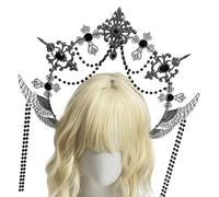 REITINGE Corona de ángel Halos, diadema de diosas de María, tiaras doradas, coronas de Lolitas, coronas de boda, cosplay, Halloween, tocado, diadema para mujeres, diosas, coronas, diosas, tiaras
