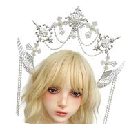 REITINGE Corona de ángel Halos, diadema de diosas de María, tiaras doradas, coronas de Lolitas, coronas de boda, cosplay, Halloween, tocado, diadema para mujeres, diosas, coronas, diosas, tiaras