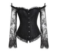 REITINGE Corsé atado para eventos temáticos, jacquards, bustier, entrenador de cintura, accesorio de disfraz, camisola victoriana ajustable, elegante ropa moldeadora, Negro, XXL