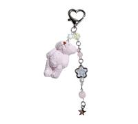 REITINGE Elegante llavero de oso de peluche con cadena de cuentas, colgante suave hecho a mano para bolsas y teléfonos, llavero de oso accesorio, C, Talla única