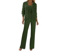 REITINGE Elegante traje de gasa para mujer, conjunto de 3 piezas con chaquetas de lentejuelas para madre de la novia, trajes de fiesta de boda con lentejuelas, OOG, US 20W