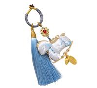 REITINGE Llavero con temática del año zodiacal chino que incluye borlas tejidas a mano y construcción de tela para un buen símbolo con borlas, azul celeste, Talla única