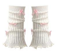 REITINGE Mangas elásticas de punto acanalado para mujeres y niñas, con lazo dulce y volantes, sin pies, calcetines de moda, puños para botas, B, Talla única