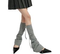 REITINGE Mangas largas acampanadas estéticas para mujeres y niñas, correas ajustables, fundas acanaladas para las piernas, polainas sin pies, elegantes fundas para leggings, gris, Talla única