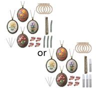 REITINGE Paquete de 4 colgantes bordados con instrucciones retro para collares, pendientes, costura a mano