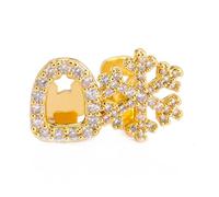 REITINGE Patrón de copo de nieve con doble diente de joyería, accesorios de decoración de dientes de cobre, accesorio de moda para el cuerpo, joyería de cobre, talla única, como se describe, como se