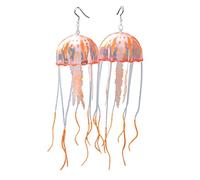 REITINGE Pendientes, 2 colgantes de medusas de silicona china para mujer, accesorios hechos a mano, joyería de buena suerte, As shown, silicona y acero inoxidable