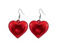 REITINGE Pendientes colgantes de corazón de San Valentín con luces LED simples y colgantes de corazón, joyería de moda, aretes de aro pequeños, As shown, Aleación de plástico