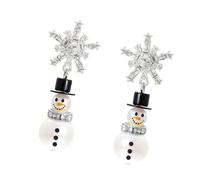 REITINGE Pendientes de aro con bonitos diseños de muñeco de nieve con cristales brillantes, accesorio de joyería portátil para niñas de moda, As shown, aleación, perla, diamante