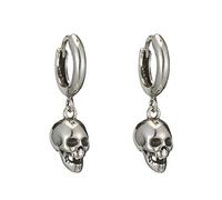 REITINGE Pendientes de calavera para mujeres y hombres, aretes góticos de hip hop, aretes colgantes de esqueleto, aretes de aro con bisagras