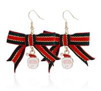 REITINGE Pendientes de gota con lazo, aretes colgantes de aleación de Navidad, para estudiantes y profesionales de oficina, As shown, Tela y aleación