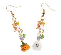 REITINGE Pendientes de gota de calabaza con diseño de fantasma, joyería esencial para fiestas, aretes de estrella de calabaza para un estilo único, See dimensional drawing, Aleación, resina y cristal