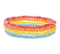 REITINGE Pulseras, elegante pulsera elástica de perlas con capas multicolores, accesorio de moda ajustable para uso diario casual, As shown, Cristal