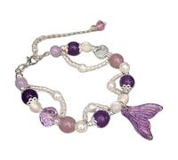 REITINGE Pulseras, pulsera ajustable de cola de pez con cuentas para mujeres que aman las joyas de moda, 17cm, Resina