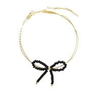 REITINGE Pulseras, pulsera de doble bucle con lazo, versátil pulsera de cuentas de doble hebra en colores ricos para mujeres a la moda, As shown, cuentas