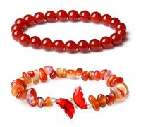 REITINGE Pulseras, pulsera de mariposa de cristal de moda, pulsera de mariposa de cristal única con cuentas de piedra natural para los amantes de la moda, Bead diameter 8mm, Piedra