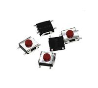 REIUAFWYGV 100 microinterruptores 6 x 6 x 3,1 mm, SMD, microinterruptor táctil de 4 pines, interruptor pulsador, interruptor táctil SMD rojo, 6 x 6 x 3,1 mm