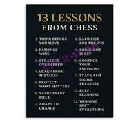 REIUAFWYGV 13 Lessons From Chess Motivational Quote Poster for Chess Player Home Office Wall-Art(Framed,08x12inch(20x30cm))