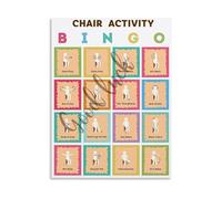 REIUAFWYGV Chair Activity Bingo Poster Senior Home Exercise Fun Fitness Game Canvas Painting Wall-Art for Retirement Home Physical Room Decor(Framed,08x12inch(20x30cm))