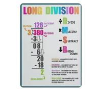 REIUAFWYGV Division Algorithm Guide Metal Sign 12x8 Inch | Printed aluminum decor for student homework station wall area