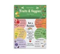 REIUAFWYGV Eat The Rainbow Healthy Foods Poster Colorful Fruits Vegetables Nutrition Guide Wall-Art Canvas Print for Kitchen Decor(Unframed,08x12inch(20x30cm))