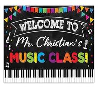 REIUAFWYGV Education and School Decor Personalized Welcome to Music Classroom Poster Teacher Name Music Class Decor(Framed,16x24inch(40x60cm))