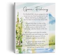 REIUAFWYGV Fishing Poem Canvas Art Gone Fishing Watercolor Painting Framed Wall Decor for Bedroom Living Room Cabin Gift(Unframed,08x12inch(20x30cm))