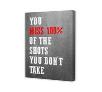 REIUAFWYGV Gym Motivation Wall-Art with Famous Quote - You Miss of the Shots Canvas Print for Home Gym, Boxing Room and Athletic Training Facility Decor(Framed,12x18inch(30x45cm))