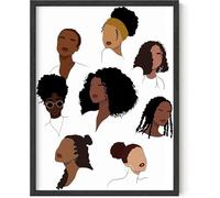 REIUAFWYGV Hair Black Girl Wall-Art: of African American Women with Stylish Hairstyles, Modern Afrocentric Decor for Home, Office and Salon Wall(Unframed,16x24inch(40x60cm))