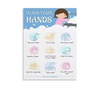 REIUAFWYGV Handwashing Poster for Wash Your Hands Sign for Preschool Daycare and School Bathroom(Framed,12x18inch(30x45cm))