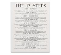 REIUAFWYGV Inspirational Sobriety Poster 12 Steps Quotes Canvas Wall-Art For Room Aesthetics And Home Decoration(Unframed,12x18inch(30x45cm))