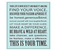 REIUAFWYGV Inspirational Wall-Art Motivational Phrases Posters Prints Your Life is Now Seize It Make It Amazing This is Your Time Home Decor Sign(Framed,12x18inch(30x45cm))