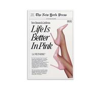 REIUAFWYGV Life Is Better In Pinks Retro - Vintage News Headline Wall-Art for Decor in Bedroom and Office(Unframed,12x18inch(30x45cm))