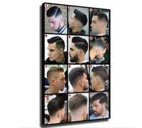 REIUAFWYGV Modern Barber Shop Haircut Chart - Men's Hairstyles Guide Canvas Wall-Art for Home Office Decor(Unframed,08x12inch(20x30cm))