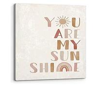REIUAFWYGV Nursery Wall-Art You Are My Sunshine Boho Rainbow Print for Girls Room Classroom Decor(Framed,08x12inch(20x30cm))