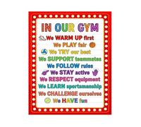 REIUAFWYGV PE Gym Rules Poster Colorful Physical Education Classroom Decor for Preschool Kindergarten Elementary(Framed,16x24inch(40x60cm))