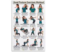 REIUAFWYGV Posture Improvement Poster Daily Back Neck Exercises Chart Canvas Print Wall-Art for Desk Worker Home Office Bedroom Decor(Framed,12x18inch(30x45cm))