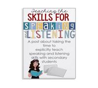 REIUAFWYGV Speaking and Listening Skills Poster Secondary Education Visual Guide for Classroom Communication Canvas Wall-Art(Framed,16x24inch(40x60cm))
