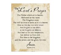 REIUAFWYGV Vintage The Lord's Prayer Print, Parchment Style Bible Quote Wall-Art, Inspirational Decor for Home, Office and(Framed,08x12inch(20x30cm))