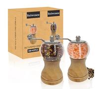 Reiwosee Molinos De Pimienta, Molinillo De Sal Y Pimienta, Madera Maciza Con Molinillo De Cerámica Ajustable Fuerte, 2PCS Clásico Conjunto De Molinos De Pimienta Y Sal a Mano, Material Ep Acrílico