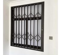 Reja Plegable de Seguridad para Ventanas con Cerradura, Protección de Aluminio para Ventilación Interior y Exterior, Reja Antirrobo para Garaje Sótano Balcón Casa y Apartamento(WxH 100 x 90 cm)