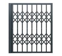 Reja Plegable de Seguridad para Ventanas con Cerradura, Protección de Aluminio para Ventilación Interior y Exterior, Reja Antirrobo para Casa Garaje Sótano y Apartamento(Gray,WxH 28 x 56 in)