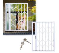 Rejas de malla de aluminio ajustables y con cerradura para ventanas, valla plegable antirrobo, barrera de seguridad para mascotas (perros y gatos) para ventanas correderas horizontales.