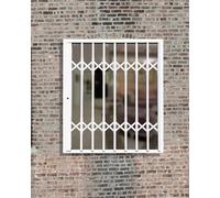 Rejas para Ventanas Exteriores Rejas Antirrobo Plegables Blancas para Ventanas, Protectores de Ventanas Tipo Acordeón con Cerradura, Reja de Empuje y Tiro para Ventanas Exteriores de Balcones y Sótano